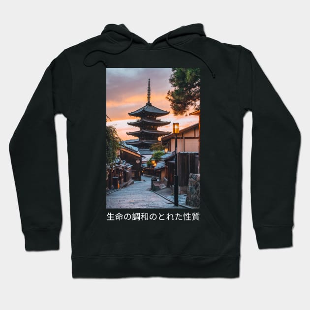 Japanese Tower Scenery Design Hoodie by Ampzy